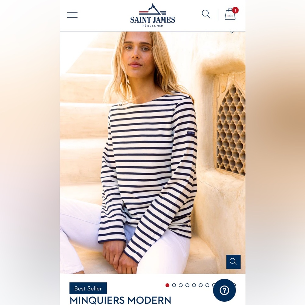 Saint James Minquiers Modern, White/Navy, Small